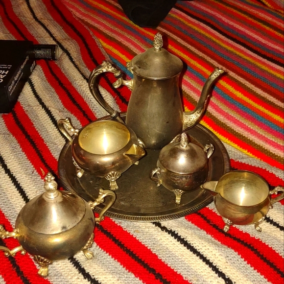 Silver- Plated Victorian Tea Set - Picture 1 of 7